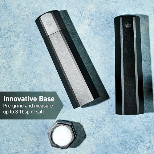 Image of HexClad HexMill Salt Grinder, Professional Grade Heavy-Duty, Refillable, Aluminum Gunmetal Gray, Adjustable Ten Grind Settings