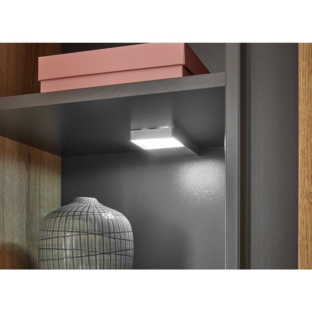 Lomadox Wohnwand in Eiche mit Anthrazit inkl. LED-Beleuchtung, mit Hängeschränken & Vitrine, 3-teilig modern