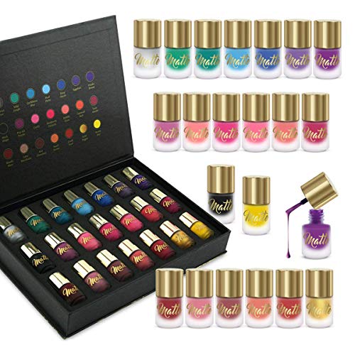 Matt Nagellack Set 21 Nagellack 21 Verschiedene Farbtöne Luxus Schwarz & Goldene Box