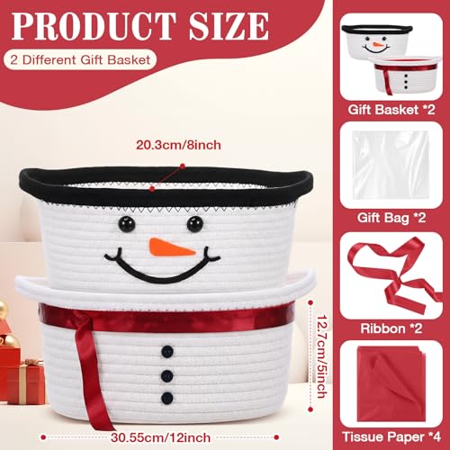 Zopeal 2 Pcs Christmas Snowman Gift Basket Empty, 12 x 8 x 5 Inch by Zopeal - Used condition - Image 2