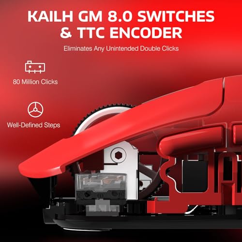 Image of ATTACK SHARK X3PRO 4K /8K Lightweight Wireless Gaming Mouse with Tri-Mode(Wired /2.4GHz /BT),PAW3395 Optical Sensor,26K DPI,Kailh GM8.0 Switch,Long Battery,7 Buttons for PC /Laptop /Win /Mac(Red)