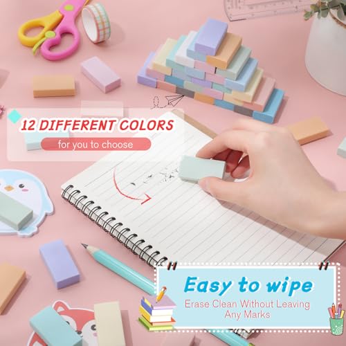 Image of Resurhang 144 Pcs Bulk Erasers for Kids Pencil Erasers School Gifts for Student Pastel Colors Neon Colors Cute Party Favor for Classroom Art Office, Back-to-School Supplies(Stylish Color)