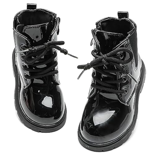 WUIWUIYU Boys Girls Chelsea Boots Side Zipper School Combat Boots Round-Toe Soft Non-slip Winter Combat Booties (Toddler/Little Kid)3