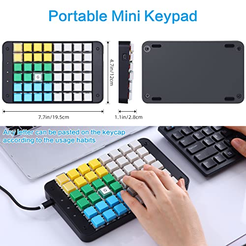 Image of Koolertron One Handed Macro Mechanical Gaming Keyboard, Fully Programmable Mini Keypad, 48-Key Mini USB Macro Keyboard with Blank Keycaps, for Gamers /Cashier /Designers /Video Editors