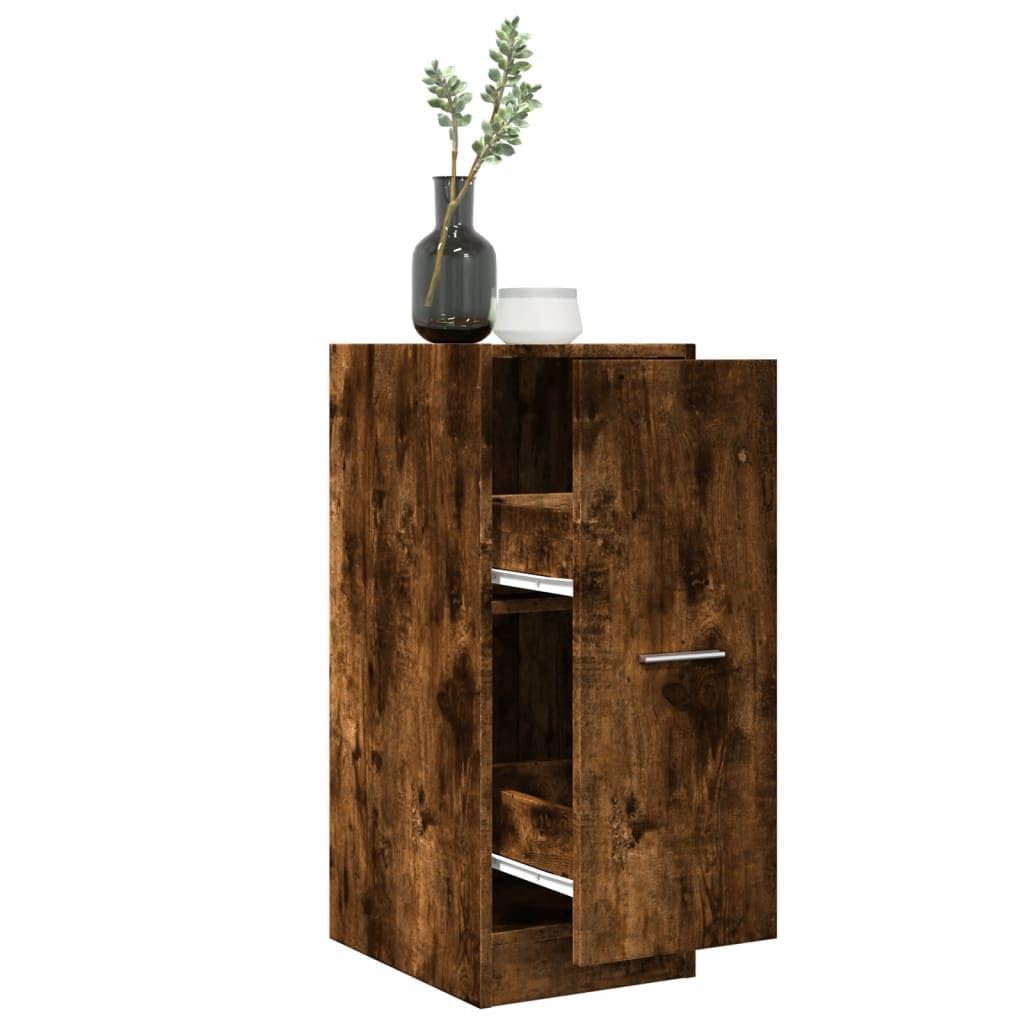 Armadietto da farmacista in legno di rovere affumicato, 30 x 41 x 77,5 cm, con 2 cassetti e estraibile, piccolo armadio da cucina e armadio da ufficio per nicchie
