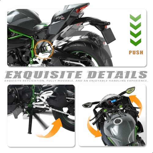 Image of 1:9 Motorcycle Model Collectible Compatible for Kawasaki Ninja H2 | Premium gift box, die-cast body with detailed engine & frame, fits 7-10in dolls, perfect for display