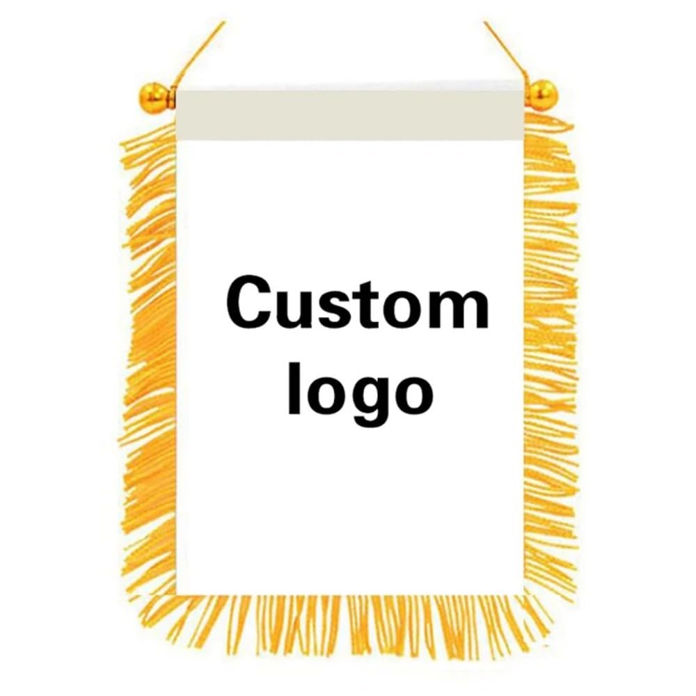 JinFu dian Custom Logo Square Football Team Flag Personalized Picture Text or Logo Customized Exchange Flag Pennant Hanging (Red, Blue, White, 30x40cm)