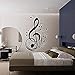 Adesivi murali Decorazione della casa Carta da parati Arte Musica Chiave di violino Note musicali Melodia Suono Musica rock Camera murale 68x42 cm