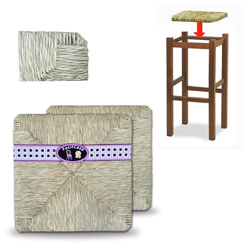 FacilCasa Asiento de Repuesto para taburetes, de Paja de arroz, Marca, Oferta Incluye 2 exclusivos manuales de reparación y Mantenimiento de los Asientos de 33 x 33 cm, Art. 08R