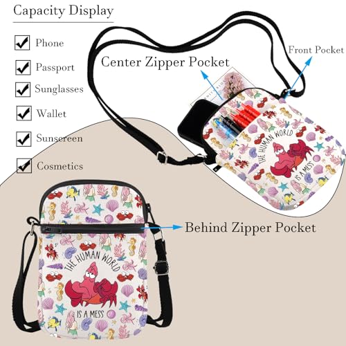 WCGXKO Mermaid Inspired Zipper Crossbody Bag For Fans Cartoon Princess Merch Mermaid Princess Gift For Princess Lover3