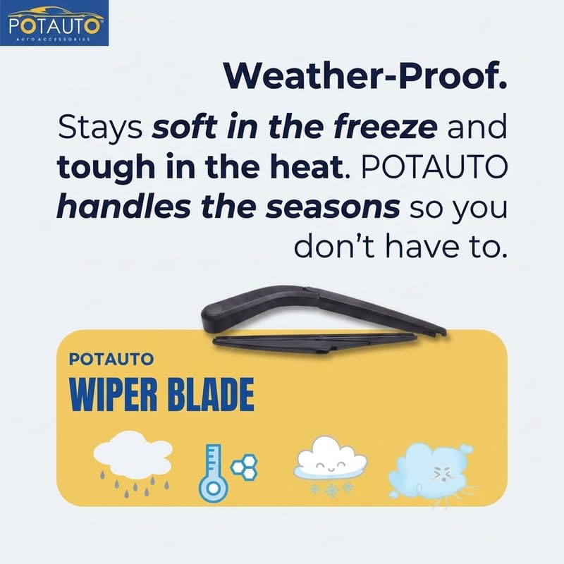 Image of POTAUTO REAR WIPER BLADE ARM SUITABLE FOR AUDI Q3 | 16 INCH | ALL-WEATHER HIGH PERFORMANCE | 3468