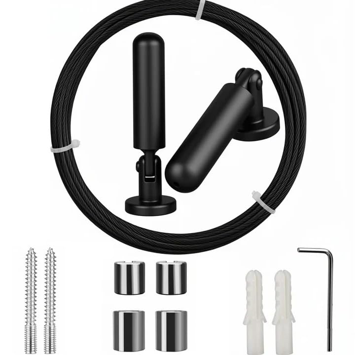 5m Wandhalterung Set, Metall Spannseil, Edelstahl Vorhangdraht...
