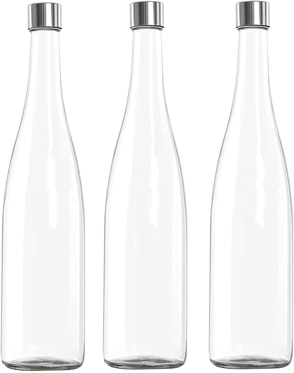 Glassbunny Clear Wine Bottles Empty, 750ml Stretch Hock Liquor Bottle Container for Drinks, Flint Glass Material, Pack of 3