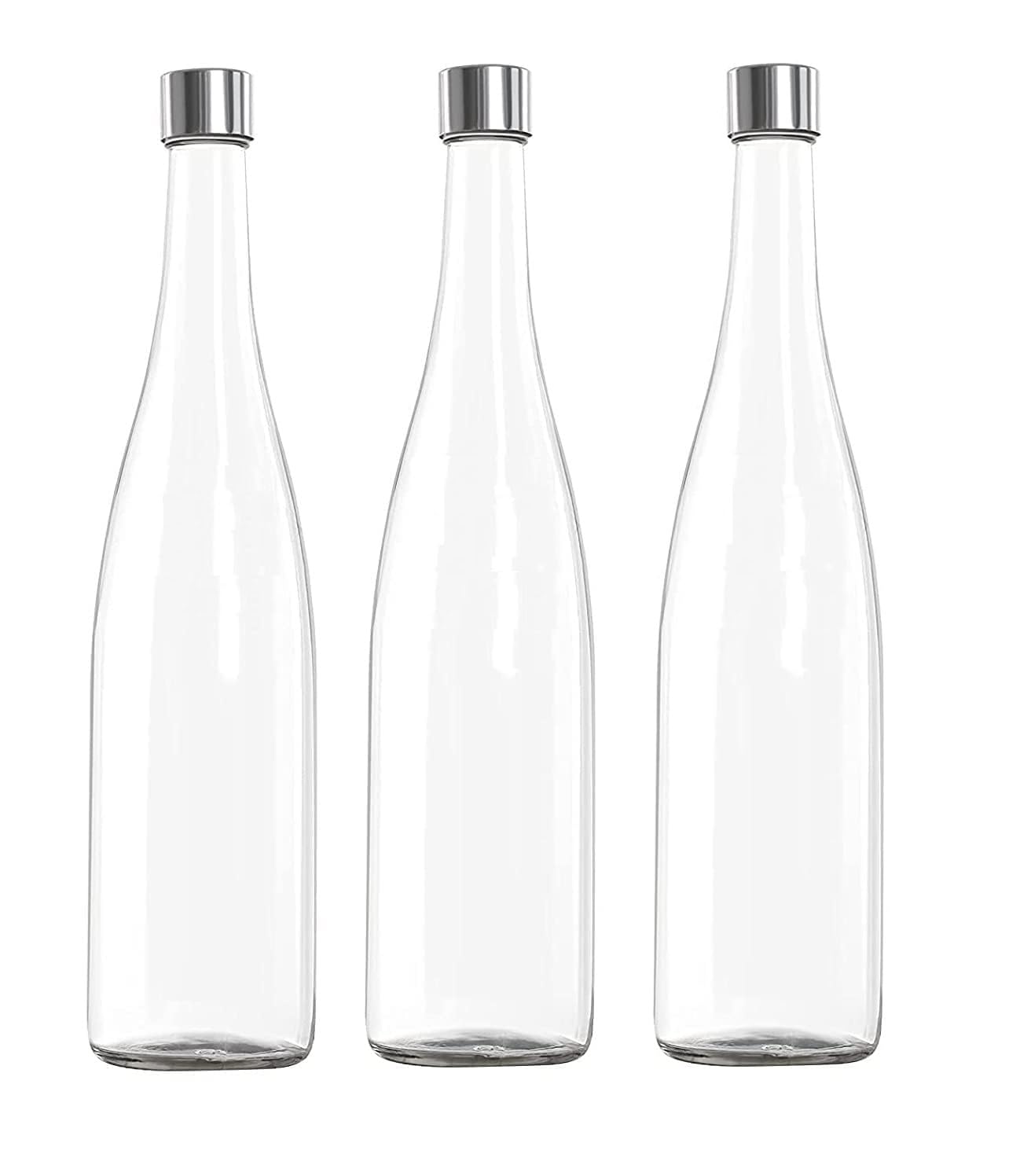 Clear Wine Bottles Empty, 750ml Stretch Hock Liquor Bottle Container for Drinks, Flint Glass Material, Pack of 3