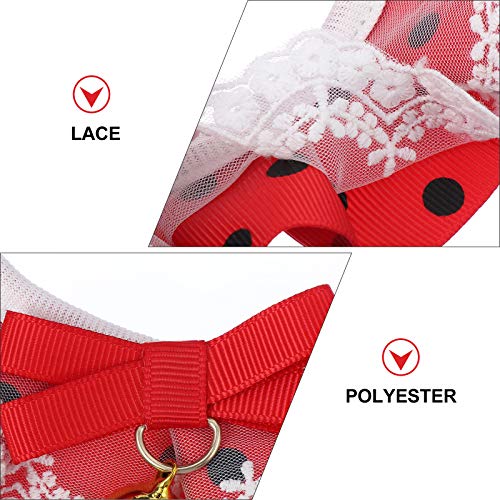 Coleira para gatos de estimação em renda com bolinhas bowknot (vermelho tamanho XL)