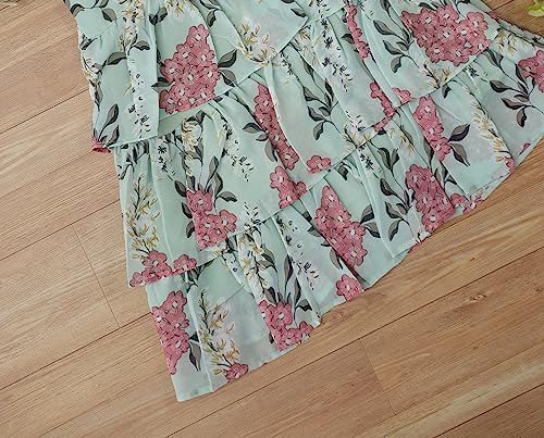 Image of TAGAS Toddler Girls Floral Print Tiered Layer & Belted Dress