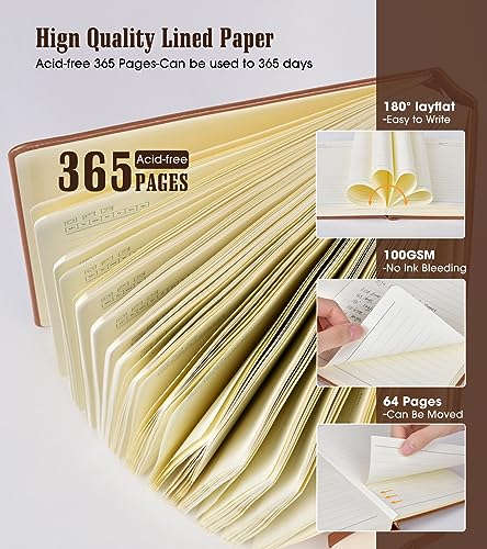 Image of Lined Journal Notebook -365 Pages A4 Big Journal for Writing Men Women, College Ruled Notebook, Hardcover Leather Journal, Daily Journal Notebook for Work, Note Taking, 100Gsm Paper(8.5 inch x 11 inch Brown)