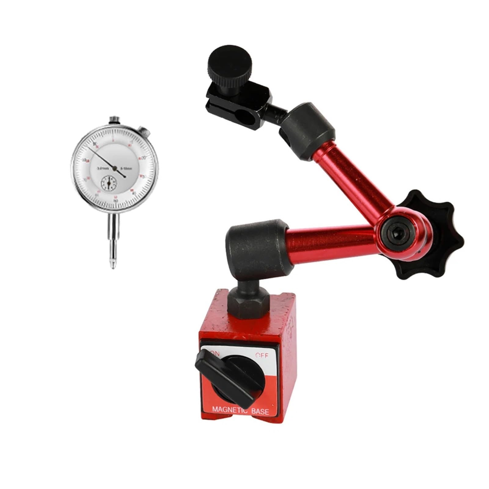 Indicador de Dial con Mango magnético, indicador de Calibre, Base de Soporte magnético, Herramientas de medición de micrómetro, indicador de Tipo Hora, Reloj comparador(0-10mm)