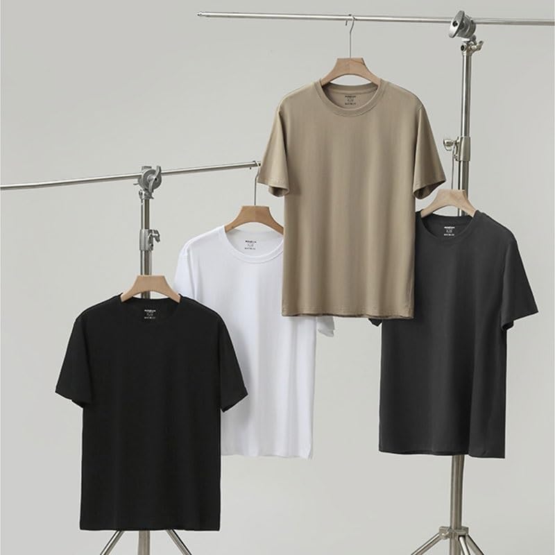 Men Casual Basic Short Sleeves Fashion Cotton Round Neck T-Shirt Breathable Sweat-Wicking Pullover Vest Gray