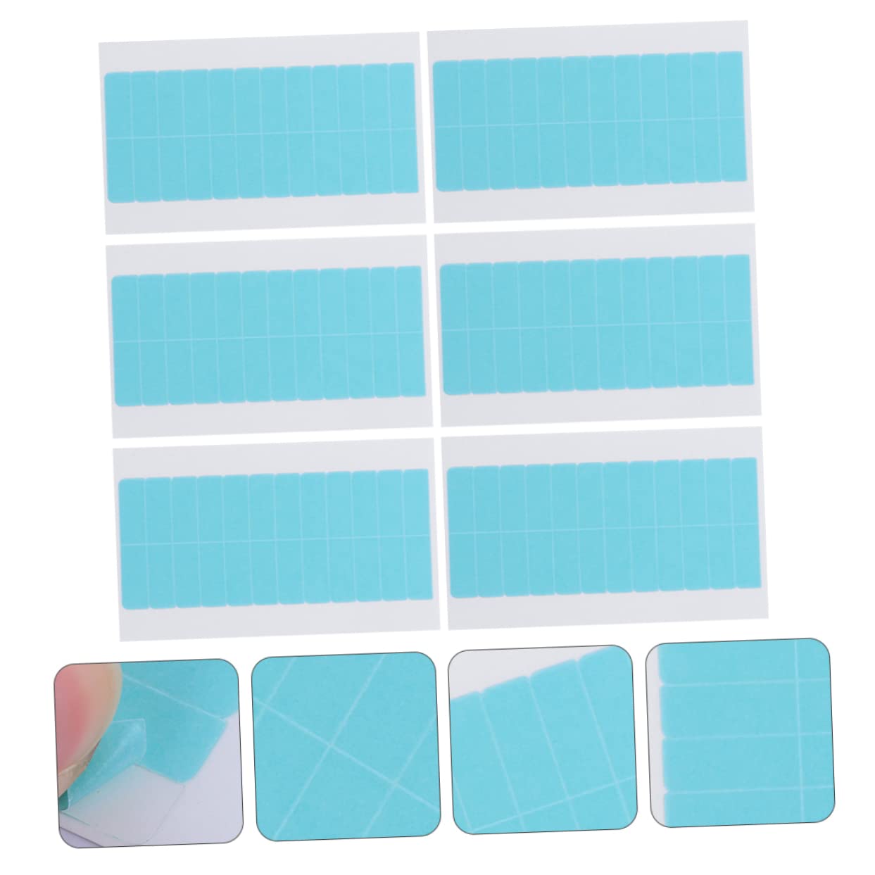 SOESFOUFU Hair Extension Adhesive Strips Set 6 Sheets Double-Sided Tape Sticker for Wig Easy Application
