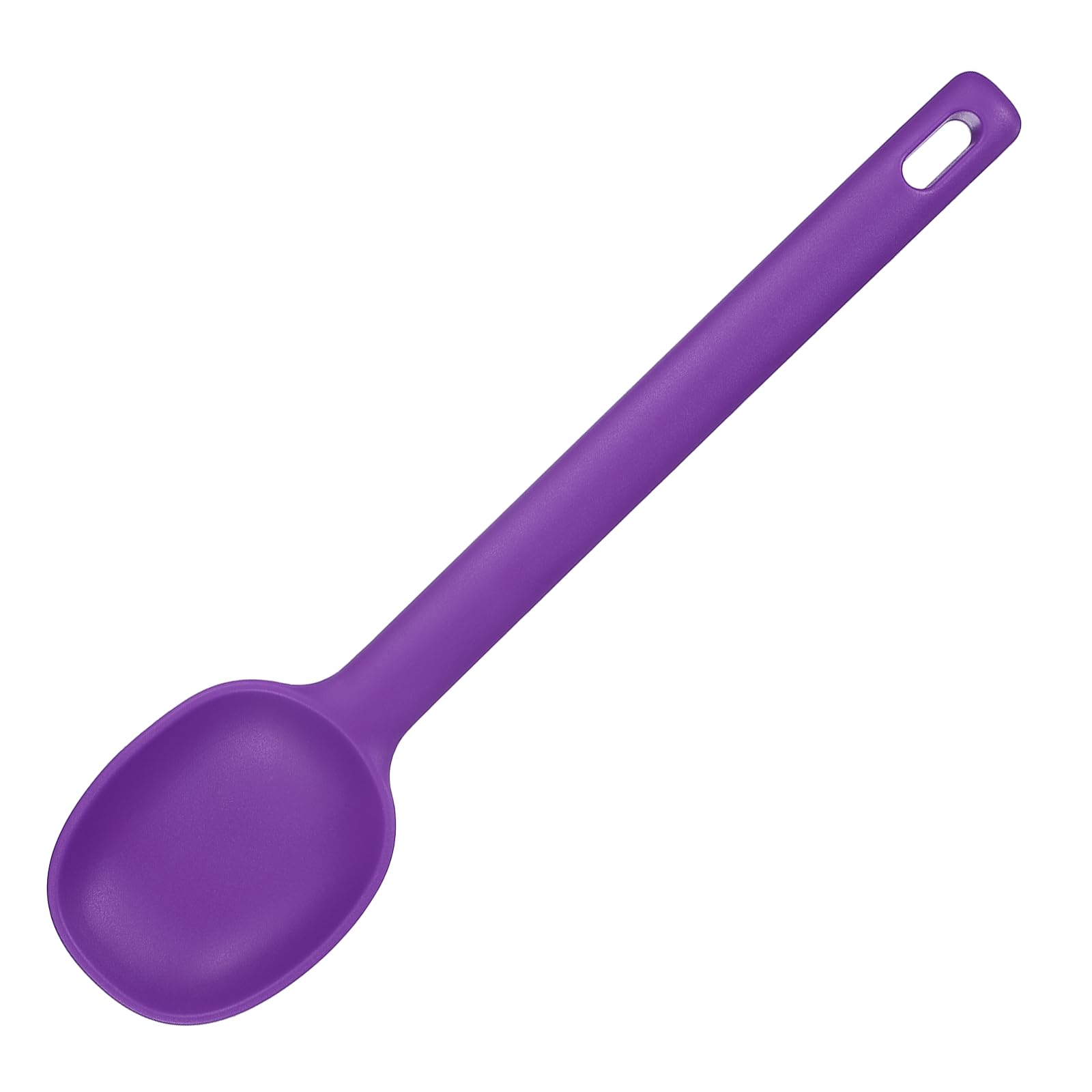 sourcing map Silicone Nonstick Mixing Spoon, 11" Heat Resistant Non-Stick Cooking Spoon Long Handle Flexible Spatula Kitchen Baking Tool for Stirring Ladling Serving Food, Purple