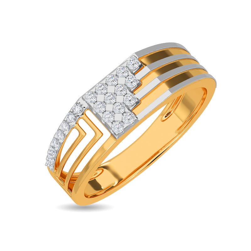 Image of KISNA 14k / 18k Real Gold & Diamond Ring | Diwali, Rakhi Rakshabandhan Gift for Brother, Husband | With Certificate of Authenticity & BIS-Hallmarked Gold Jewellery | Benjamin Ring For Him