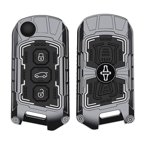 Image of Keyzone Iron Core Series Key Cover Compatible for Mahindra Thar Roxx, Thar, Bolero, Scorpio, XUV700, XUV400, XUV3x0, XUV300, TUV300, Marazzo 3 Button flip Key (Gunmetal)