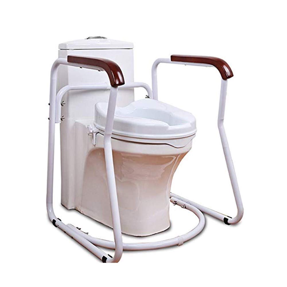 Braccioli per WC, Supporto per WC con braccioli per disabili e anziani, Maniglione di sicurezza bagno Seduta ergonomica, Piedini antiscivolo, 67 * 62 * 38cm