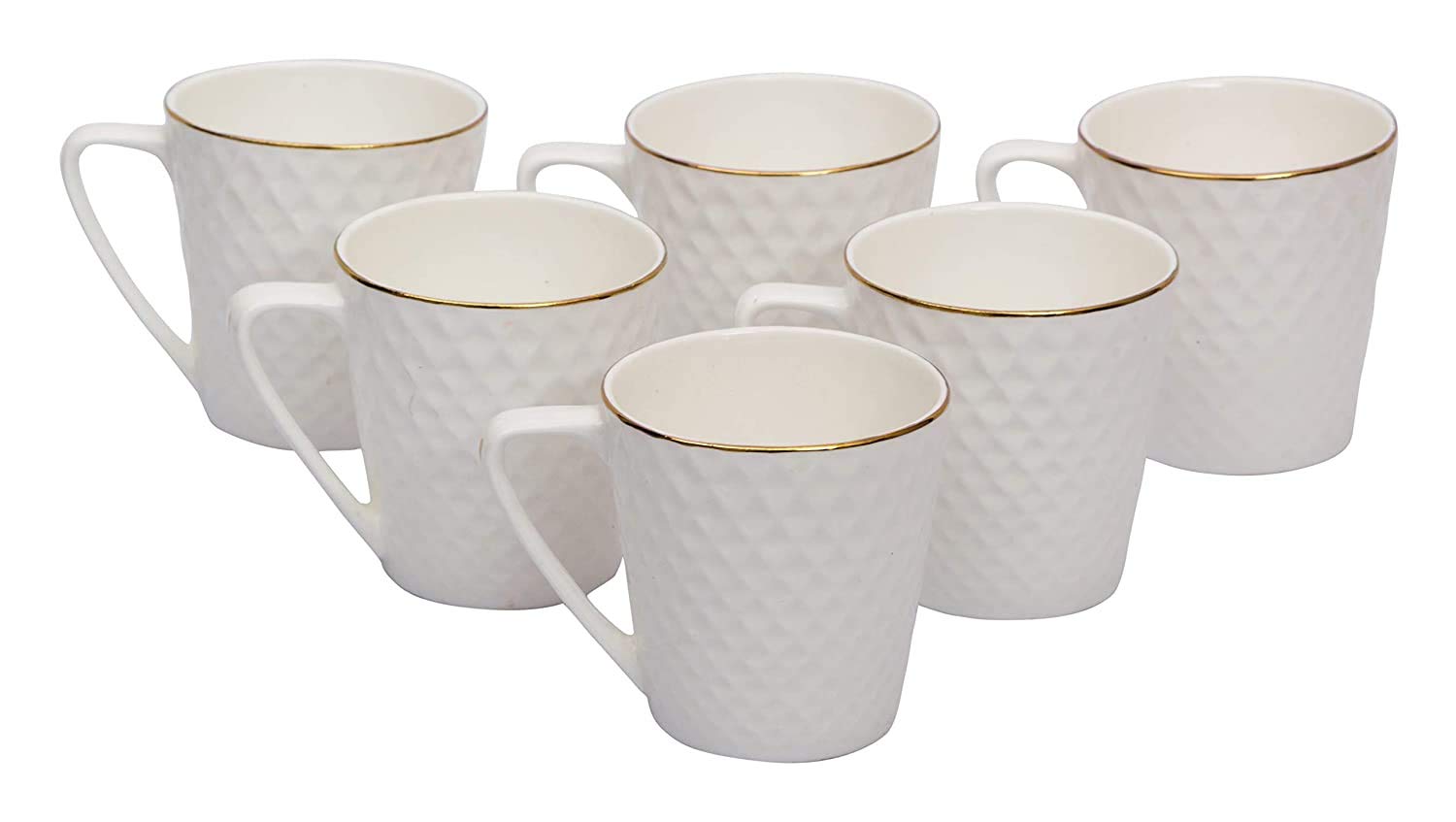 SkyKey BP Bone China Coffee Mug Set of 6 – White 140 ml Each | Elegant and Durable | Ideal for Home Office Cafes | Dishwasher Safe | Hot or Cold Beverage Tea Cups