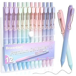 Drawdart Gel Pens, 12 Pcs Easy Writ...
