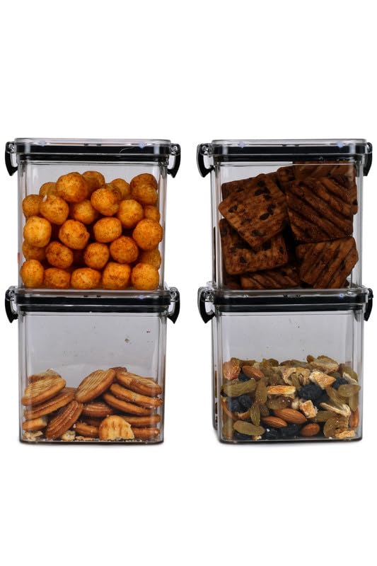 Image of HORNBILLS Seal & Lock Airtight Food Storage Containers Set - 700ml (Pack of 4) | Kitchen Organizing Accessories | Leakproof, BPA Free & Food Grade Material Plastic Boxes For Kitchen & Fridge Organizer