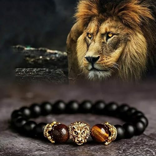 The Guardian - Son's Tiger Eye Protection Bracelet From Mom And Dad, Adjustable natural stone Bead Stainless Lion's head Crown Bracelets fashion Christmas Birthday Gift Jewelry3