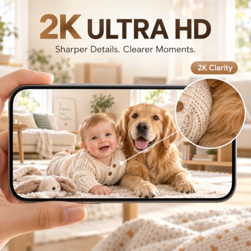 DYPCO 2K Clock Camera Indoor Camera, 2.4G/5G WiFi Cameras for Home Security with Temperature & Humidity Display, 2-Way Audio, AI Motion Detection, Color Night Vision, Baby Monitor & Pet Camera - image 2