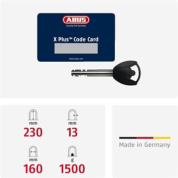 ABUS Granit XPlus 540 U-Lock - Bicycle Lock with XPlus Cylinder - ABUS Security Level 15 - Black/Grey