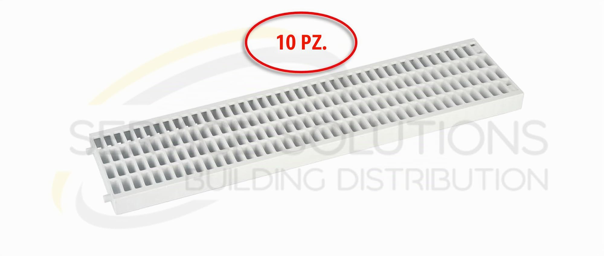 SERVICE SOLUTIONS – Griglia Pvc Grigio Chiaro Maglia Antitacco Varie misure, Kit 10 Pezzi – 5 Metri Pedonabile Modulare Facilmente Adattabile, Piscine Docce Cantine Raccolta Acque ecc. (10, CM 13X50)