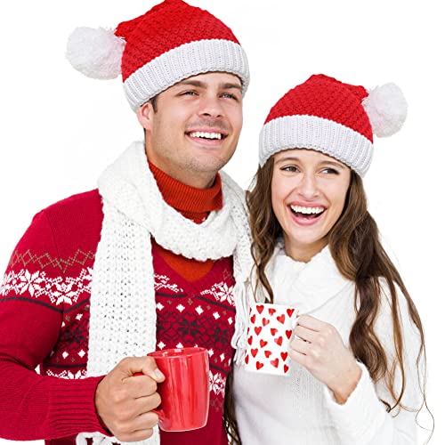 Vanansa Gorro de Navidad para mujer, gorro de invierno cálido, gorro de punto para Nochevieja, fiesta de Navidad, suave, gorro de mujer, vacaciones, color rojo, 2 unidades Cover