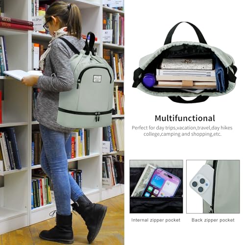 Image of Kamo Drawstring Backpack Bag - Sport Swimming Yoga Backpack with Shoe Compartment, Two Water Bottle Holder for Men Women Large String Backpack Athletic Sackpack for Travel