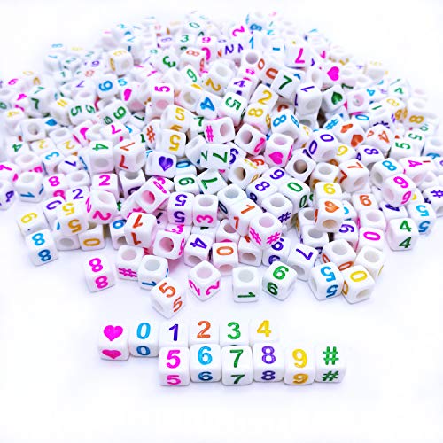 Image of Amaney 400pcs Number Beads 6x6mm Mixed Colorful Number Beads Acrylic Square Shape Loose Beads