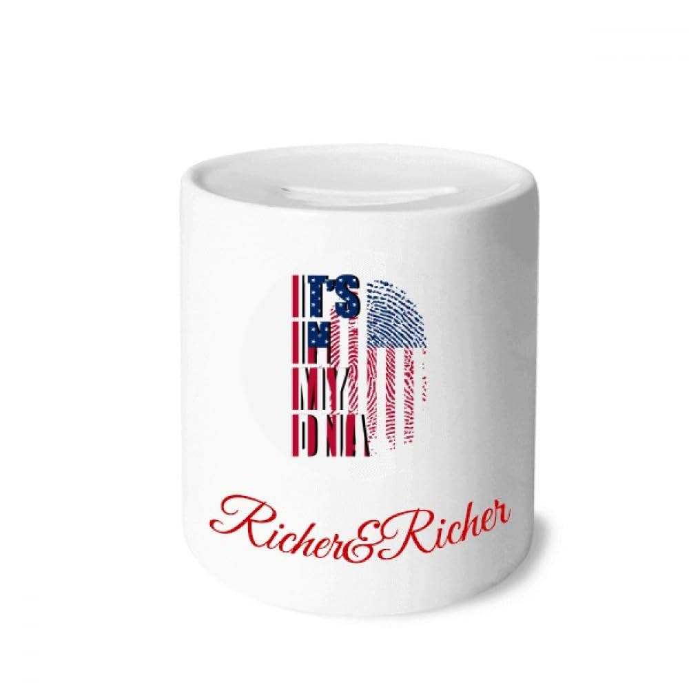 American Flag Fingerprint Gene Rich and Rich Bank Saving Box Coin