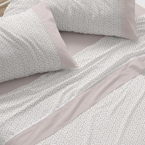 Juego de sábanas Burrito Blanco de algodón beige para cama de 105 cm 4
