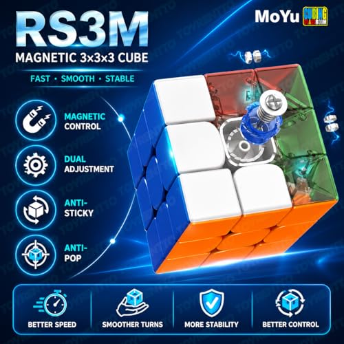 Image of MoYu RS3M 2020 Magnetic Speed Cube 3x3 Stickerless | Smooth & Fast Turning | Professional Puzzle Cube for Kids & Adults