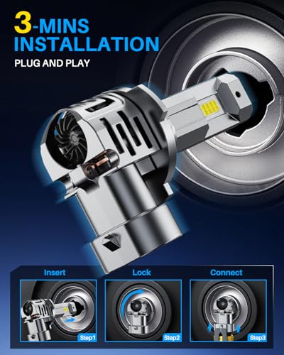 Image of AUTOONE 9006 HB4 LED Light Bulbs, 60000LM 1200% Ultra Bright, 6500K Cool White Real 1:1 Mini Halogen Size, Plug and Play with Cooling Fan, CANBUS Ready, Pack of 2