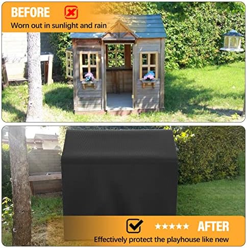 tonhui Playhouse Cover Outdoor, Waterproof Cover for Kids Garden Games Cottage, 50" L x 45" W x 55" H, Backyard Wooden Playhouse Cover, Kids Playhouse Gifts Dustproof, Rain and Sun Resistant 6 518dbrlCdYL. AC