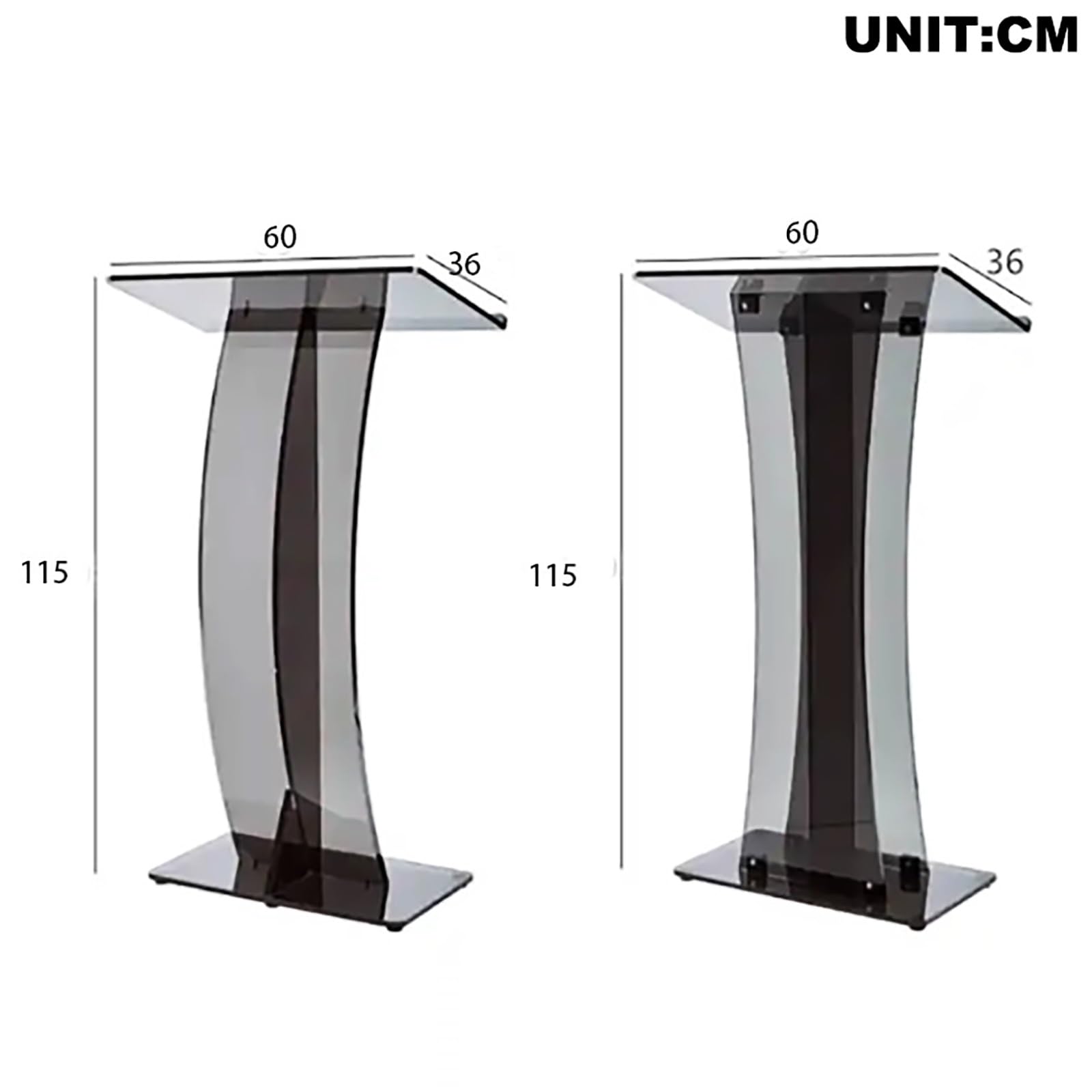 Wysoka mównica o wysokości 115 cm, czarna, przezroczysta,kościoła, wesel