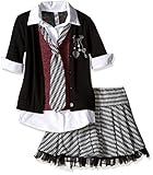 Beautees Girls' 2 Piece Collar Cuff with Skirt and Matching Tie