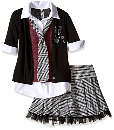 Beautees Girls' 2 Piece Collar Cuff with Skirt and Matching Tie