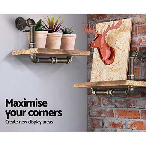 Industrial Pipe Shelf 2 Layer Pipe Design Rustic Wood Ladder Bookshelf Diy Wall Shelving #TOP2