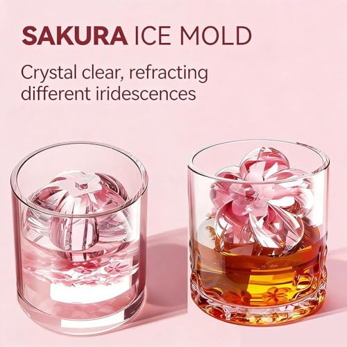 2 piezas moldes de hielo con diseño floral Sakura miniatura 4