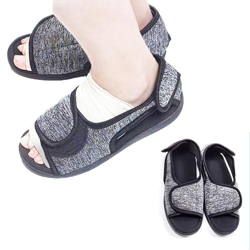Open Toe Diabetic Shoes for Swollen Feet,Adjustable Walking Shoes Unisex Extra Wide Soft, Reduce Friction Indoor Outdoor Sandals