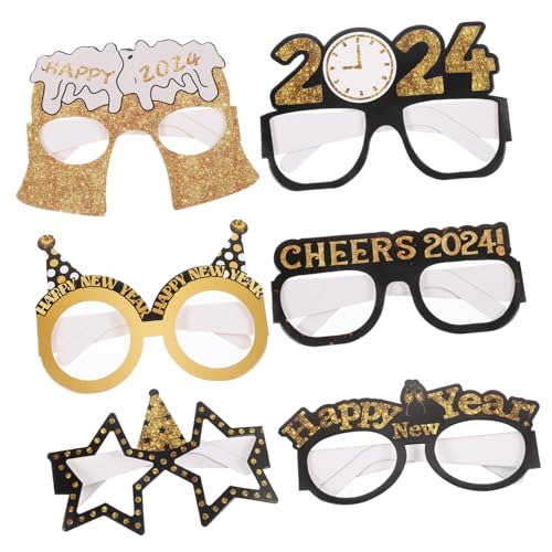 BRIGHTFUFU New Year's Eve Party Glasses 2024 Year's Eve Supplies Stylish Paper Eyewear